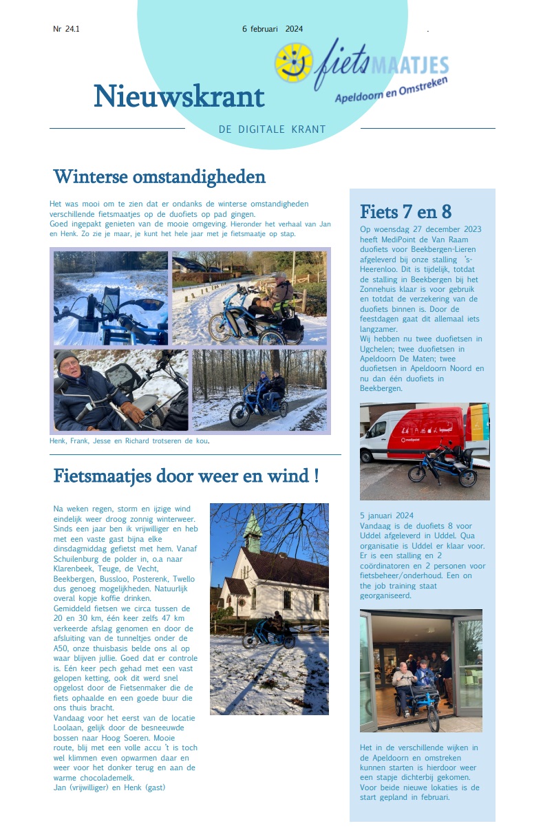 Nieuwsbrief Fietsmaatjes Apeldoorn 24-1
