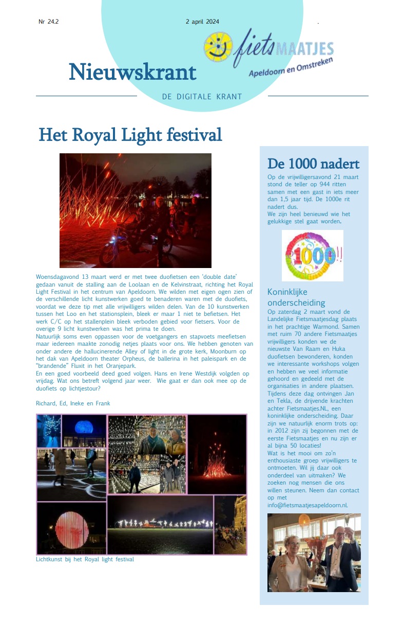 Nieuwsbrief Fietsmaatjes Apeldoorn 24-2